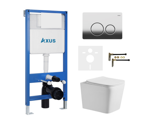 Комплект инсталляции Axus 011D с унитазом Axus 2303 и кнопкой 097IC