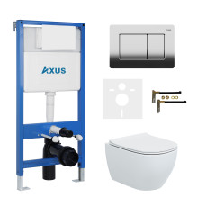 Комплект инсталляции Axus 011D с унитазом Axus 2318 и кнопкой 097LC
