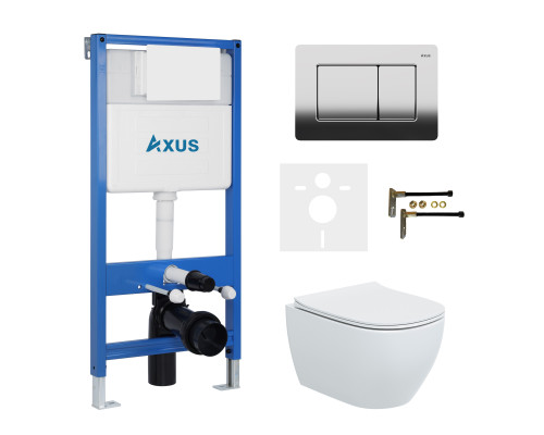 Комплект инсталляции Axus 011D с унитазом Axus 2318 и кнопкой 097LC