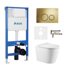 Комплект инсталляции Axus 011D с унитазом Axus 2380 и кнопкой 097IG