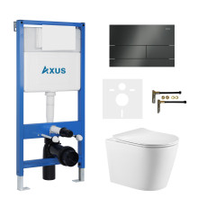 Комплект инсталляции Axus 011D с унитазом Axus 2380 и кнопкой 097TGG