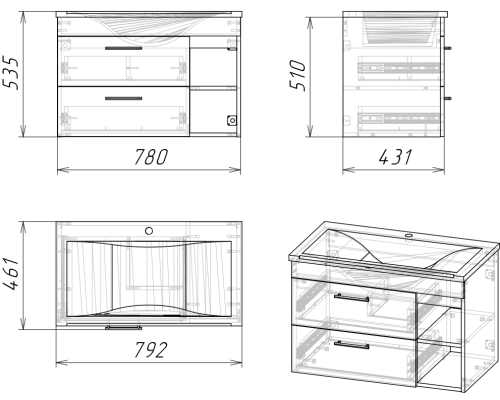 Тумба подвесная Axus Миранда 80 дуб бунратти