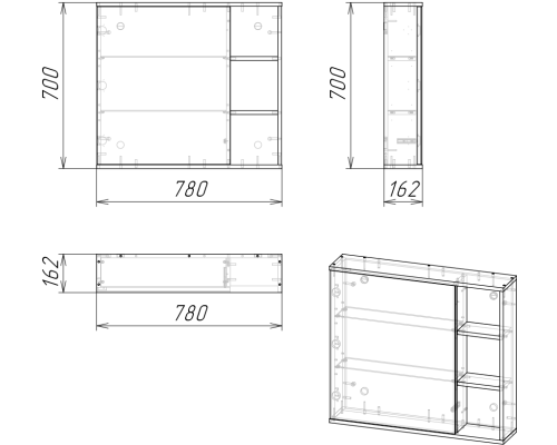 Шкаф с зеркалом Axus Миранда 80 дуб бунратти универсальный