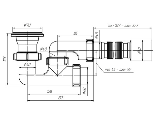 Сифон Ани для душевого поддона Е215