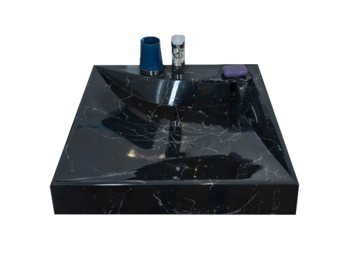 Умывальник на стиральную машину Marko Твист 60 черный мрамор