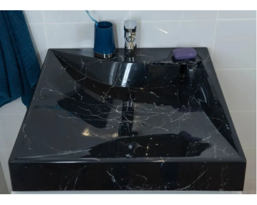 Умывальник на стиральную машину Marko Твист 60 черный мрамор